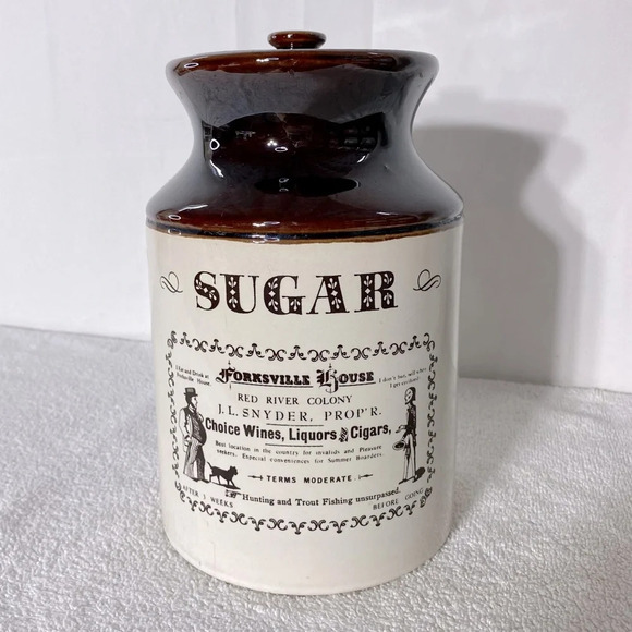 Vintage Ye Old Canadian Crockery Ceramic Abenakis Kitchen Crock Sugar Canister - Picture 15 of 15
